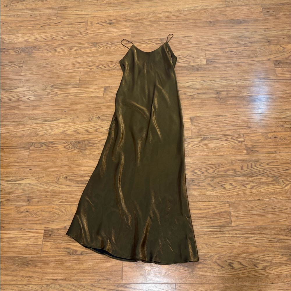 Elegant Bebe iridescent Green Slip Dress